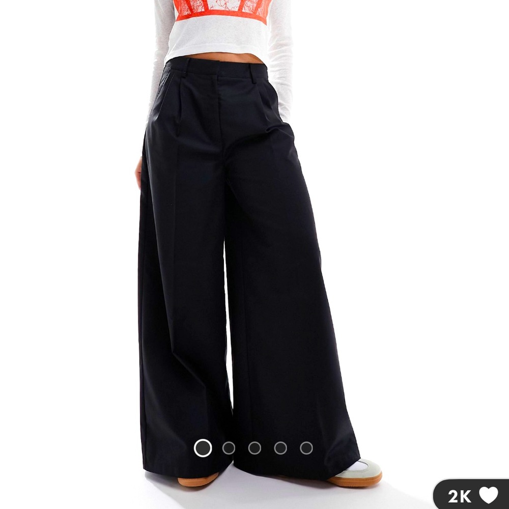 Collusion wide leg baggy tailored pants in black